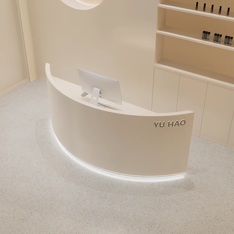 

Curved Luxury Reception Desks Design Beauty Salon Unique Executive Reception Desks European Aesthetic Mostrador Lounge Furniture
