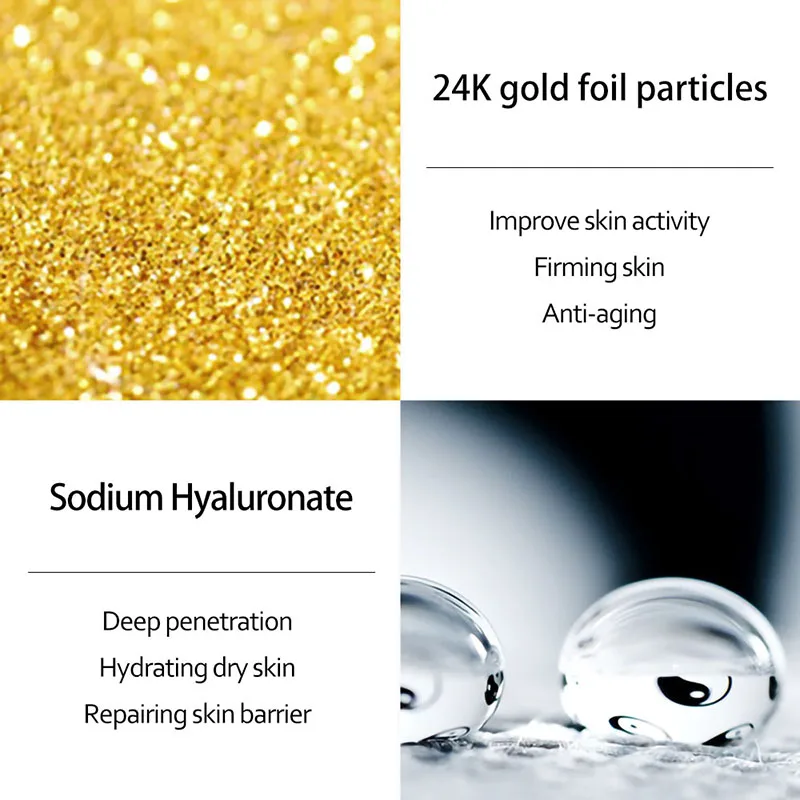 24K Golden Hyaluronic Essence Nutre Profundamente Anti-rugas Clareamento Pele Tom Rosto Hidratante Serum Whiten Cuidados com a pele 100ml