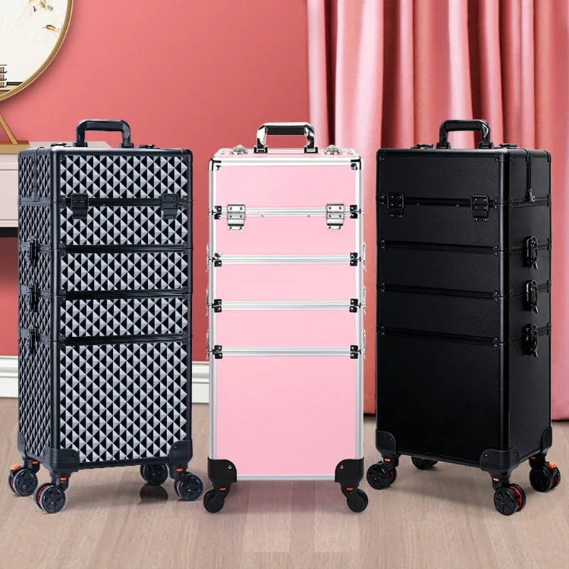 Makeup Suitcase Professional Nail Art Box Tattoo Embroidery Toolbox Detachable Wheel Makeup Luggage  Cosmetic Trolley Case