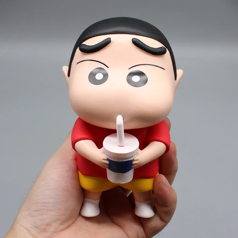 14.5cm Crayon Shin-chan Action Figure Drink Milk Tea Crayon Shin-chan Cute Model Ornaments Collection Desktop Display Gift Toys