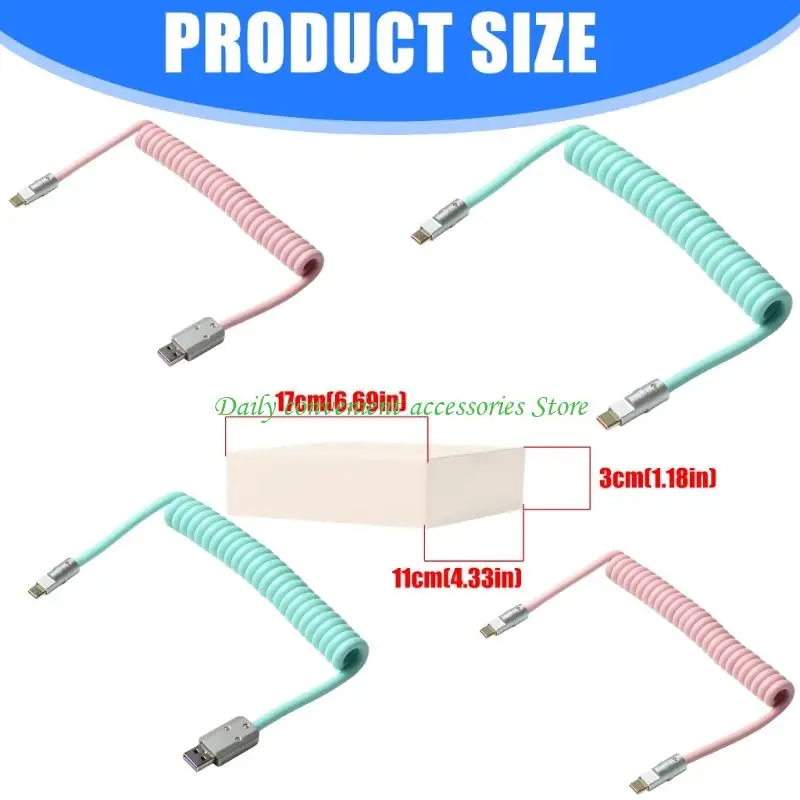 سلك شحن سريع 97QB PD100W، سلك كابل زنبركي، هيكل معزز USB C