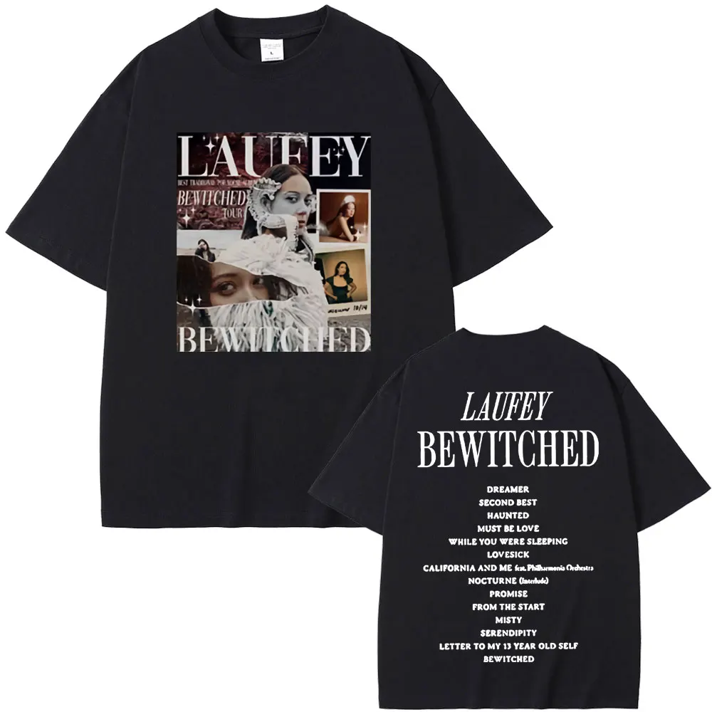 

Singer Laufey Bewitched Double Sided Print Tshirt Men Women Clothing Fashion Oversize T-shirt Unisex Pop Music Aesthetic T Shirt