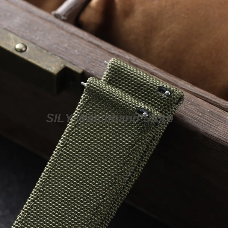 20mm 22mm Silver Black Rose Gold Buckle Sailcloth Watchband Two-Sided Nylon Military soft Strap Men Women Quick Release Bracelet