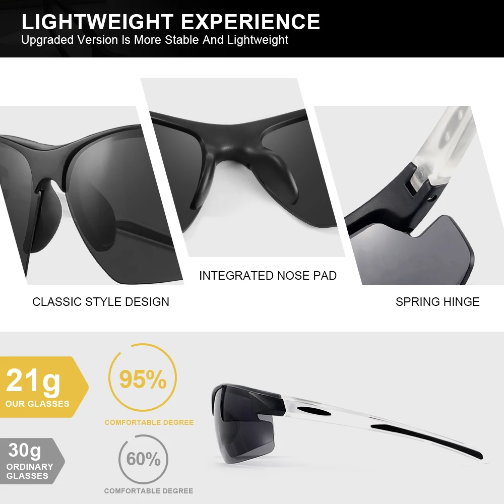 CRIXALIS Quadratische Halbrahmen-Sonnenbrille für Herren, Modetrend, Radfahren, Sonnenbrille, Brille, Herren, Outdoor-Sport, Schattierungen, Damen, UV400 – Detail 2