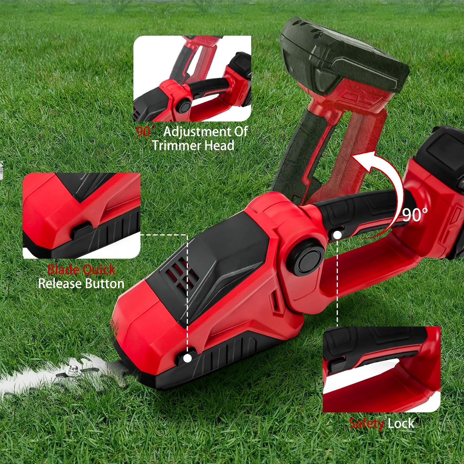 Imagem -04 - Cordless Elétrico Grass Hedge Trimmer Bush Trimmer Grass Shears Ferramenta de Jardim para Milwaukee Bateria 18v sem Bateria