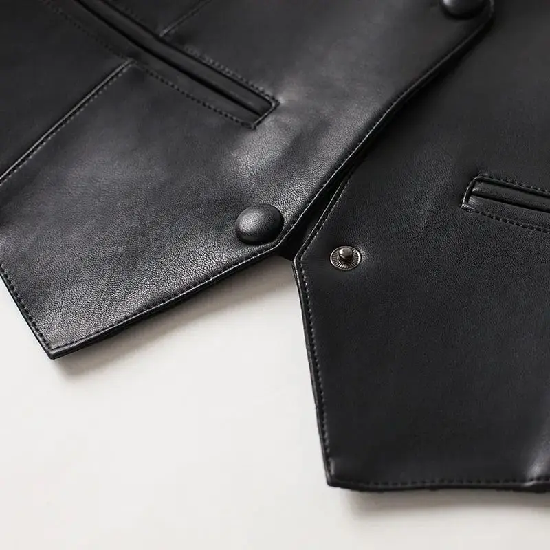 レザーベスト レディース 秋冬新作 ショート丈 ファッション ノースリーブ ベスト