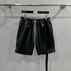 Designer Rick Pants 24ss New Summer Owens Shorts For Men PU Leather Short Pants Drawstring Straight Casual RO Short Pants