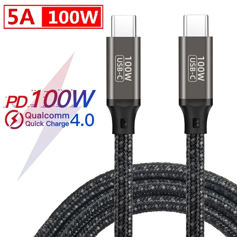 USB Type C to USB C 3.1 Gen2 10Gbps Cable PD 100W 5A QC4.0 3.0 Fast Charging Cable For MacBook 4k 60Hz Type C Video Cable 1/2/3M