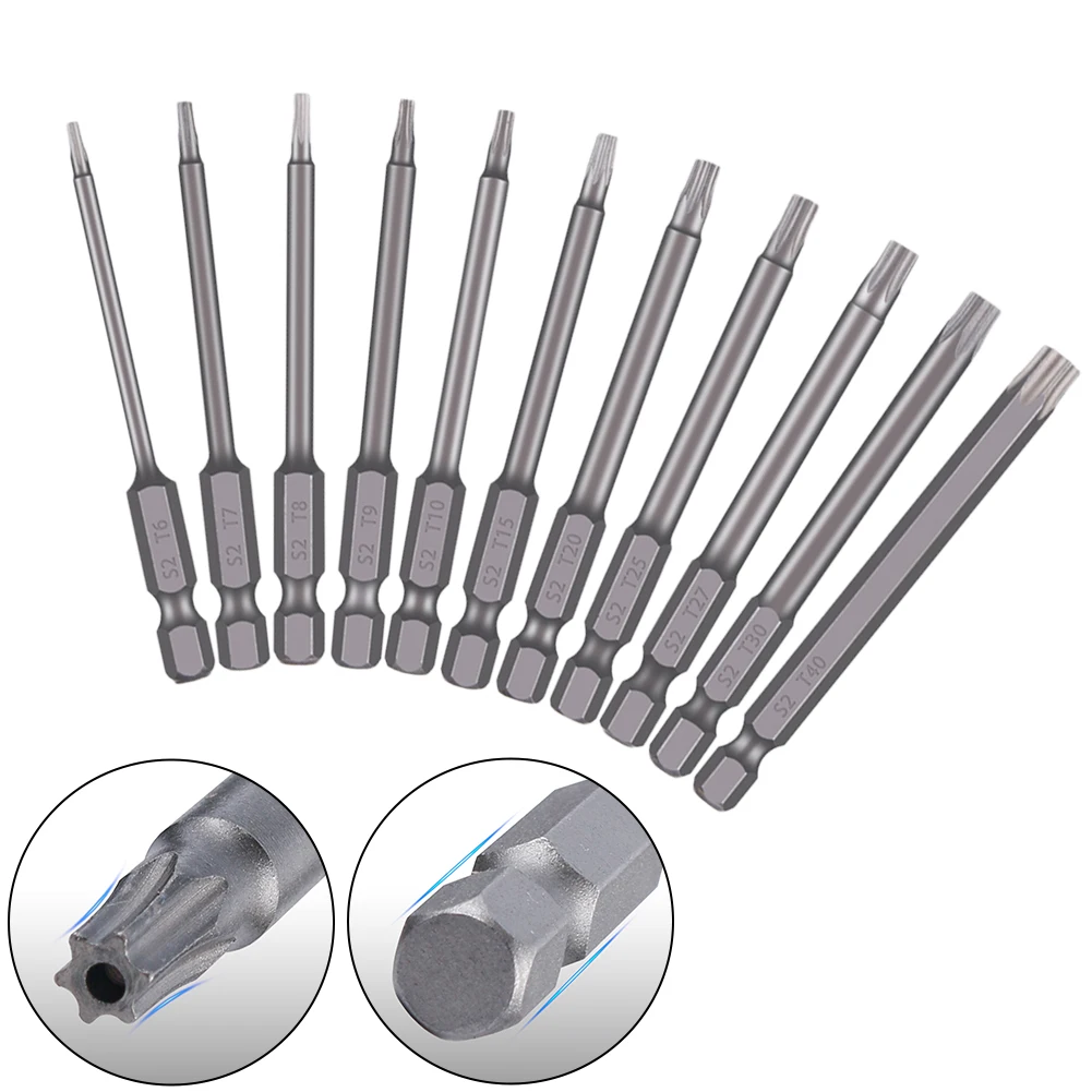Improves Work Efficiency Screw-driving Operations 1/4 Hex Shank Bits 11pcs Screwdriver Set Magnetic Feature Silver Color