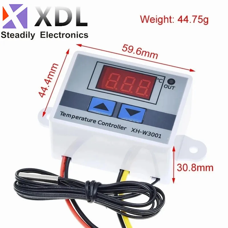 10A 12V 24V 220VAC Digital LED Temperature Controller XH-W3001 For Incubator Cooling Heating Switch Thermostat NTC Sensor