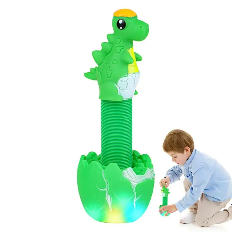 

Animal Tubes Dinosaur LED Glowing Retractable Sensory Squeeze Toy Soft Relaxing Cute Torsion Sound Toy Preschool Game