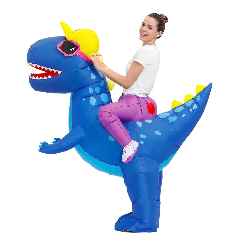 Disfraz inflable de dinosaurio para niños y adultos, traje divertido de Anime, de medio cuerpo, para fiesta de Halloween