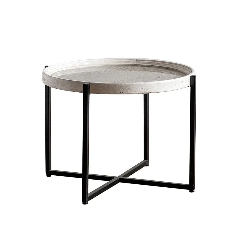Vintage American Style Small Coffee Table Solid Wood Living Room Sofa Side End Table for Home Balcony Casual Tea Drinking