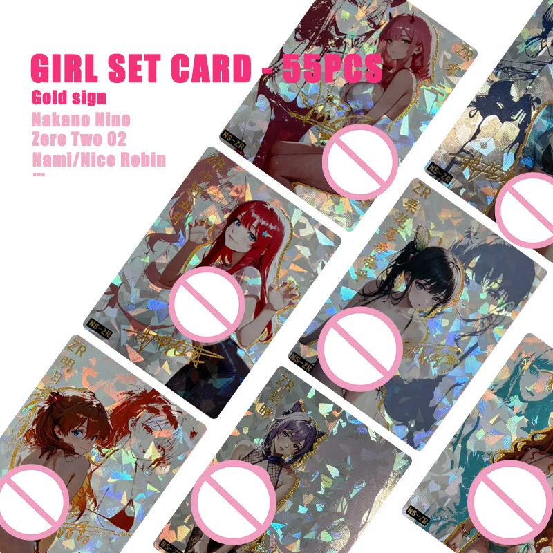 Zero Two Nakano Nino Nakano Yotsuba Nami Keqing Yor Forger Anime Female Characters Diy Homemade Collection Flash Card Toys Gift