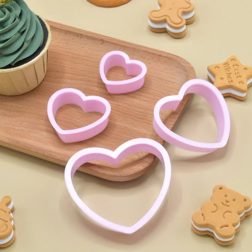 4Pcs/set Love Heart Cookie Cutter Wedding Party Fondant Dessert Cake Decorating Tools Heart Shape Biscuit Maker Pastry Cutter