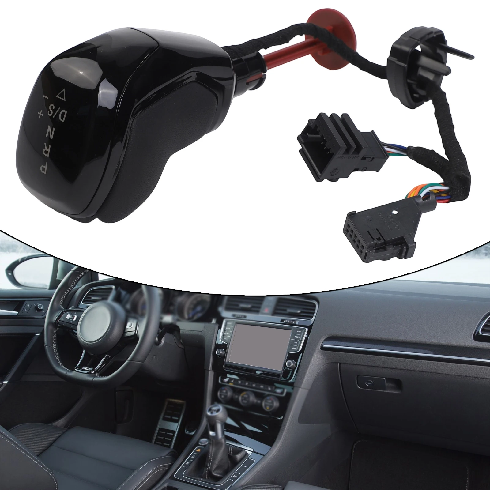 Car Interior Upgrade Electronic Shift Handle A-Black Style Red Light Easy Installation Plastic And Metal Construction
