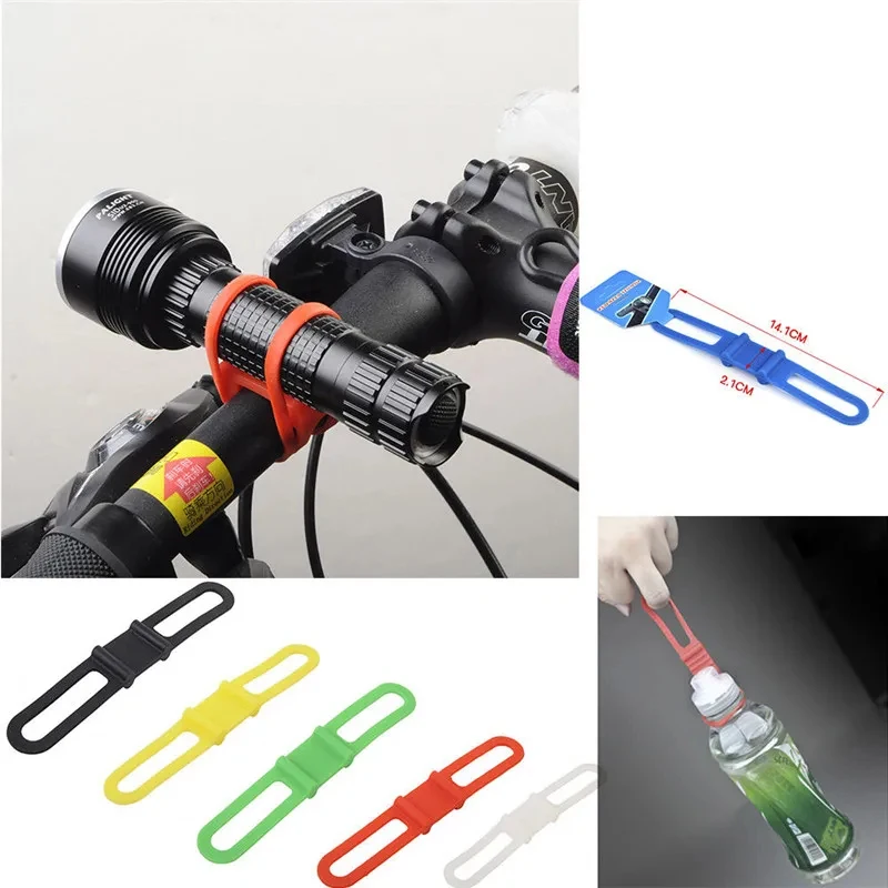3-12Pcs Bandage Holder Cycle Strap Mount Fix Bicycle Fastener Phone Band Tie Torch Light Silicone Flashlight Mobile Bike Elastic