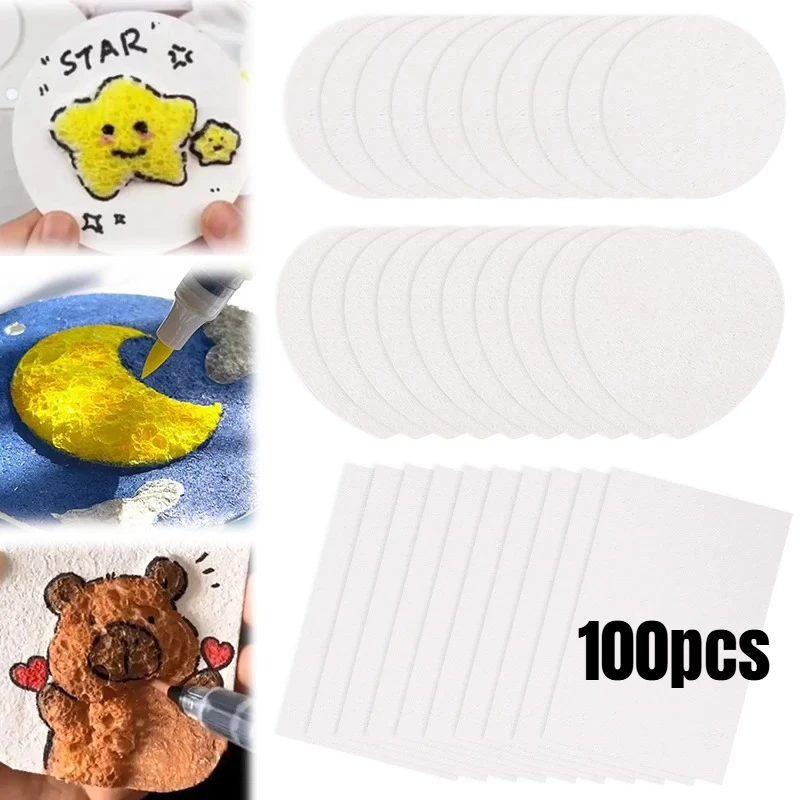 5/100Pcs 3D Drawing Magic Canvas Sponge with Water Brush DIY Art Foam Texture Painting Paper Kids Birthday Party Christmas Gifts