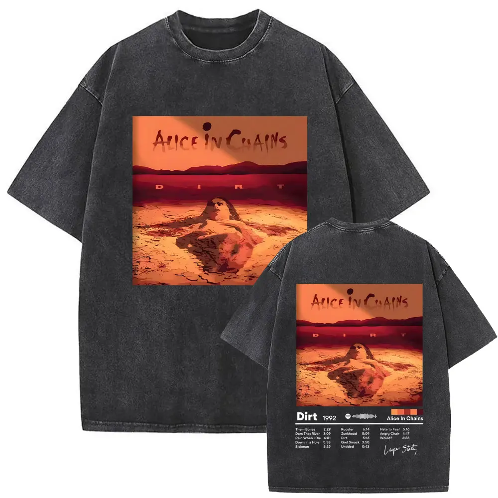

Washed Vintage Rock Band Alice in Chains Dirt Album Graphic T Shirt Men Women Retro Gothic Punk T-shirt Man Oversized Streetwear