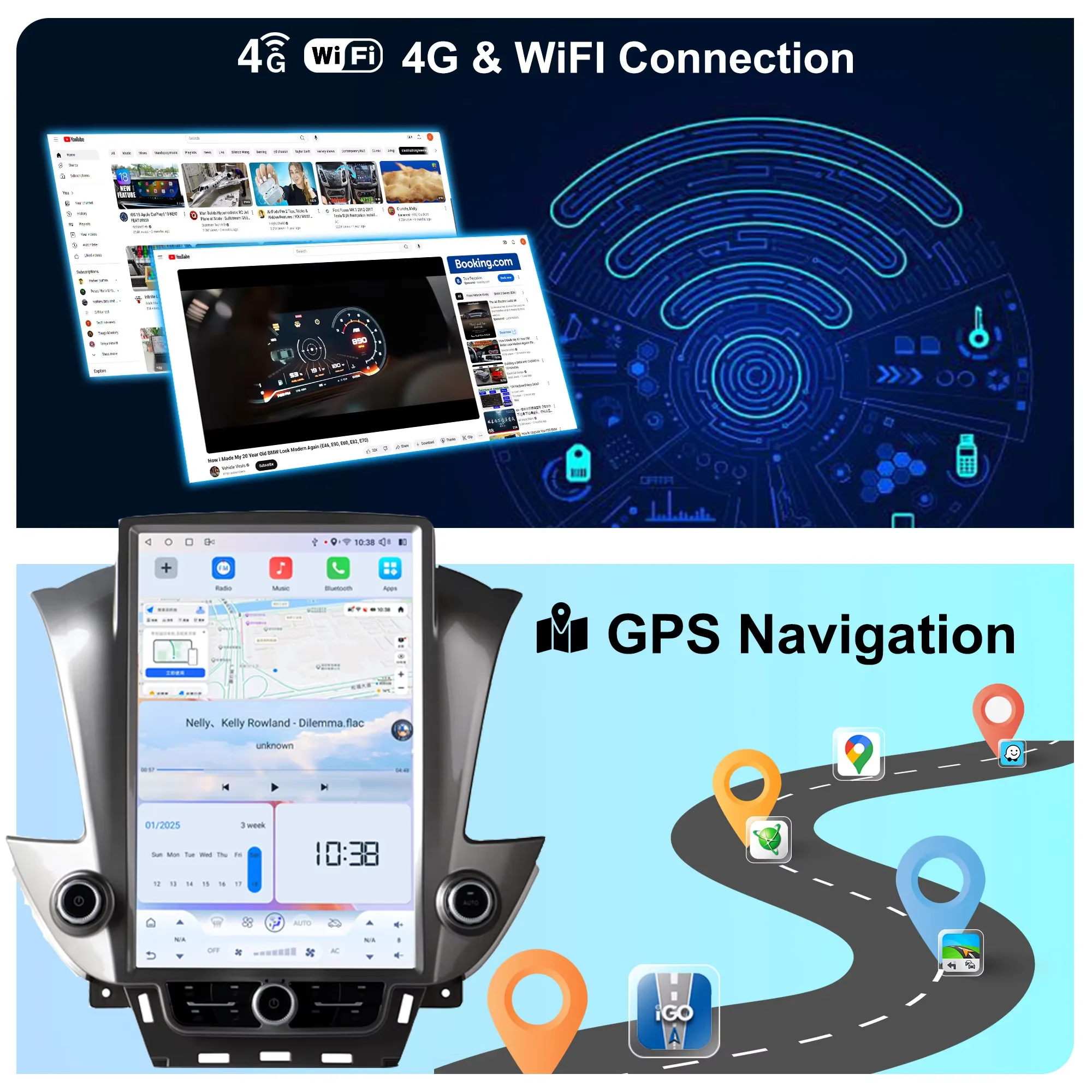 

14,5-дюймовый автомобильный радиоприемник с Android 14 и Carplay для GMC Yukon/Chevrolet Suburban 2014-2020, GPS-навигация, HD сенсорный экран, автостереосистема