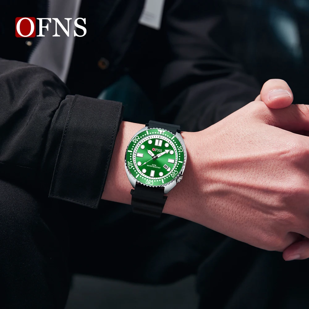 OFNS 8033 Nuovo orologio al quarzo da uomo alla moda e casual Orologio al quarzo da uomo con calendario impermeabile con luce notturna