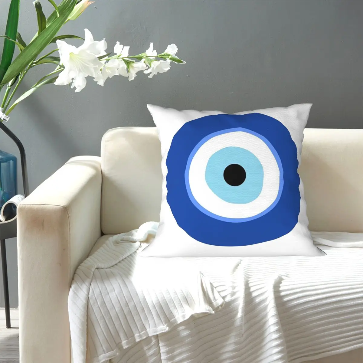 Greek Turkish Evil Eye Square Pillowcase Pillow Cover Cushion Zip Decorative Comfort Throw Pillow for Home Living Room