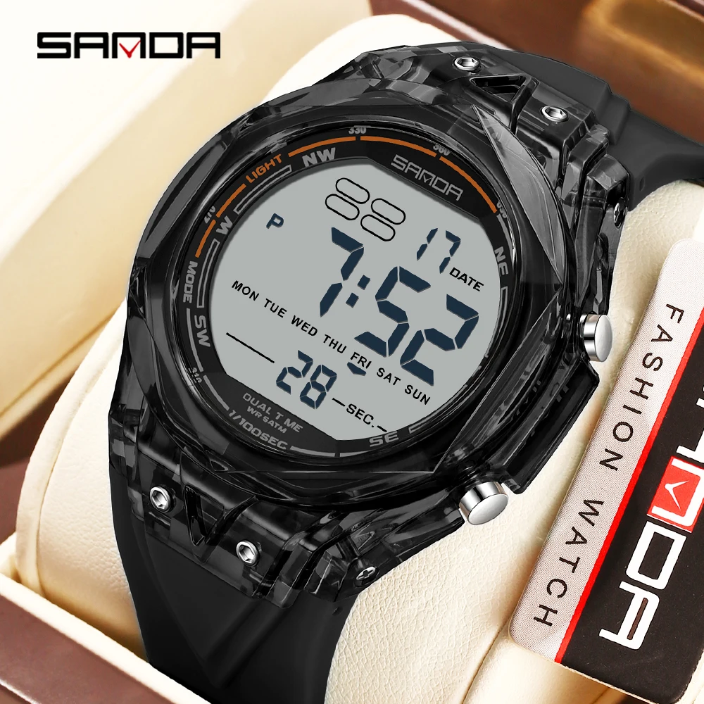 

SANDA 6289, модные студенческие электронные часы, многофункциональные спортивные водонепроницаемые светодиодные будильники, мужские цифровые часы с таймером