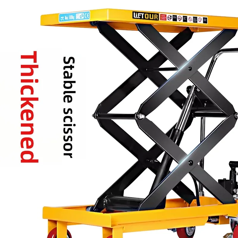 YJQ manual hydraulic mobile scissor type small lifting platform truck electric fixed freight elevator flat trolley