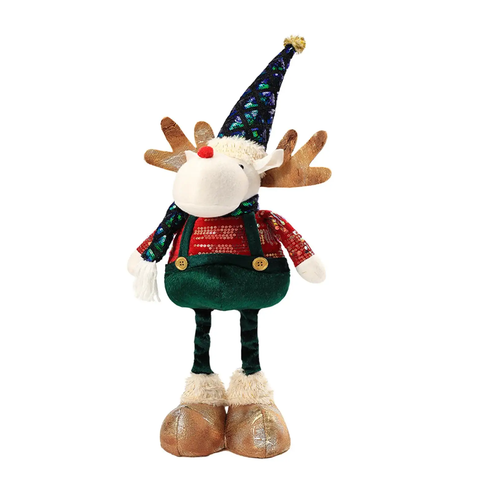 Large Christmas Decoration Reindeer Doll Adjustable Legs Stuffed Figure for Christmas Home Interior Table Decor