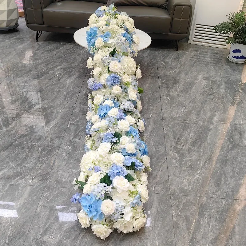 Wedding decoration simulation flower row of long table flowers, window exhibition hall birthday event scene arrangement of long