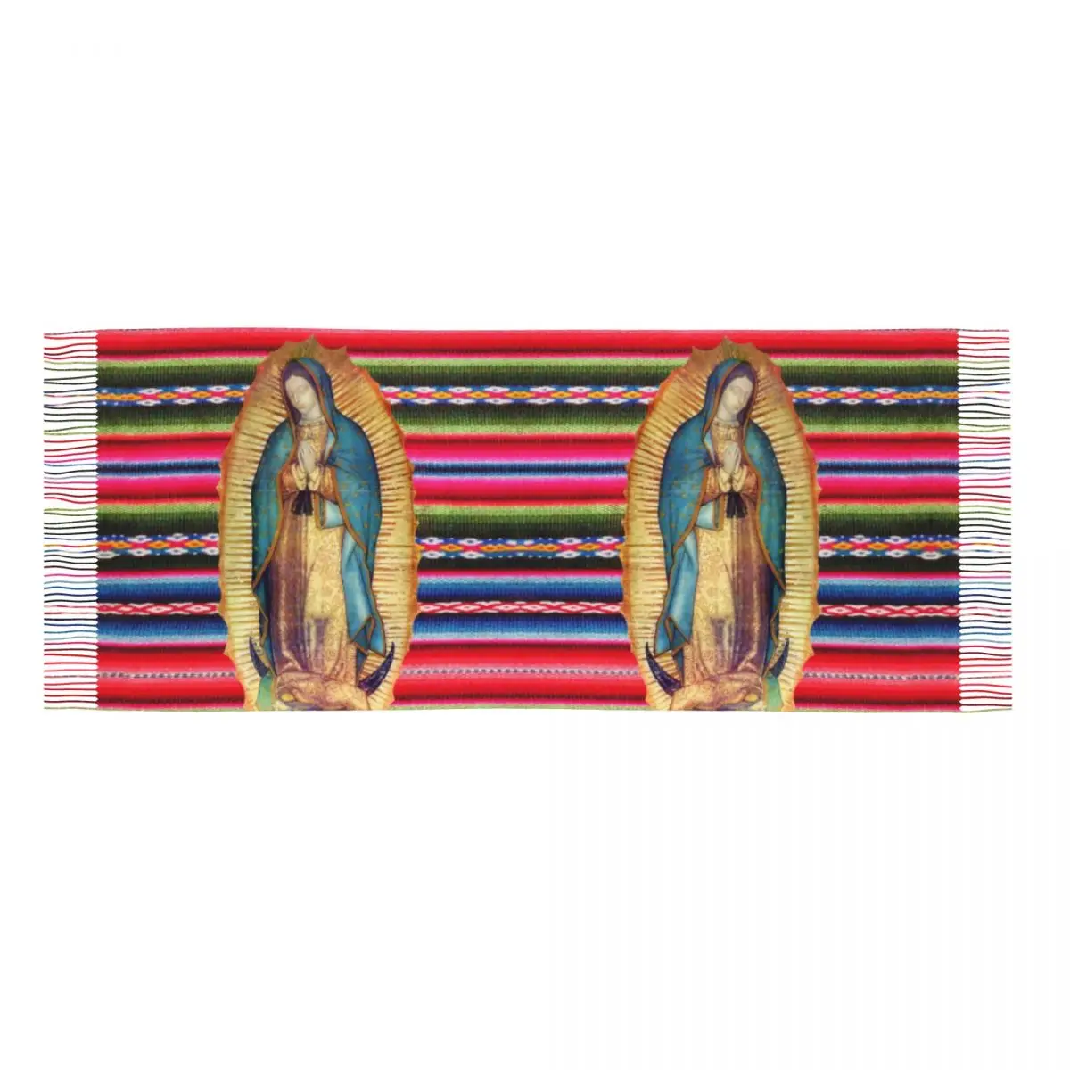 Our Lady Of Guadalupe Virgen Maria Zarape Scarf Women Men Fashion Winter Shawl Wraps Virgin Mary Catholic Tassel Wraps