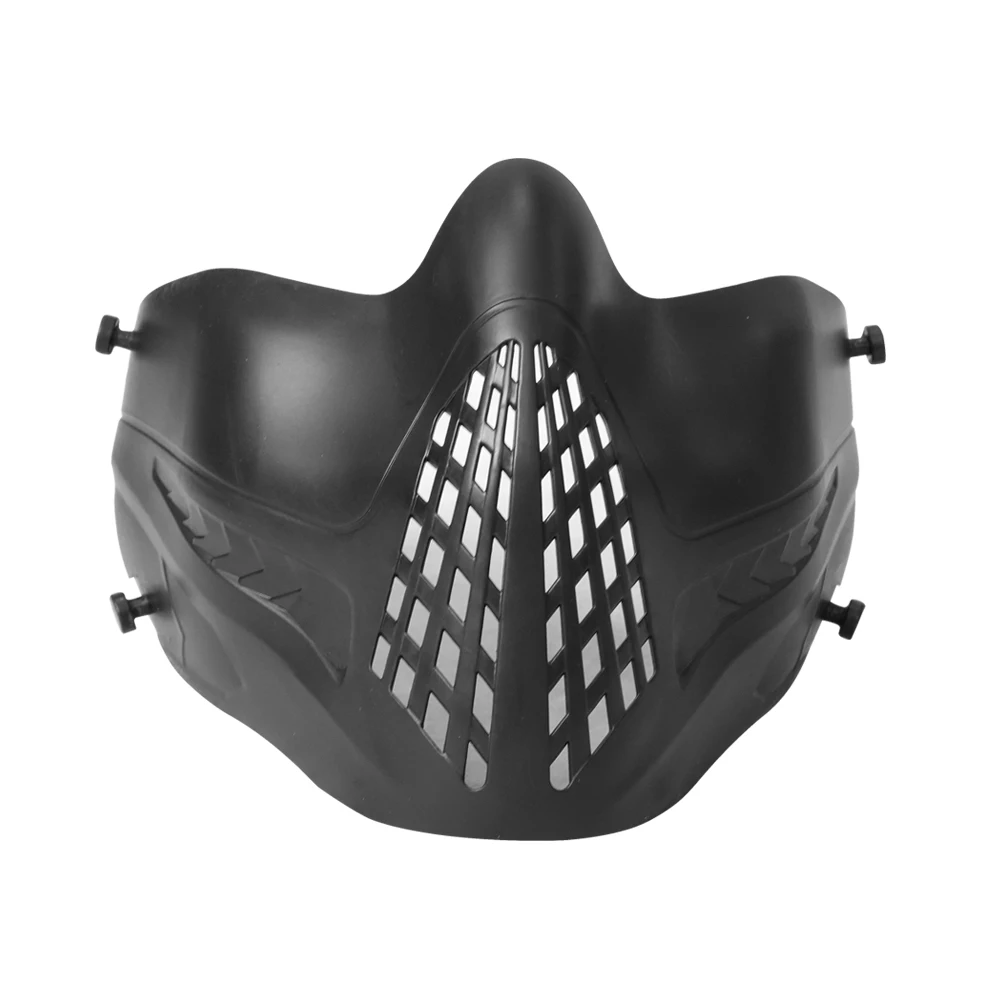 BOOIU Tactical Half Face Mask Nylon Mesh Breathable Double Ribbon Adjustable Wargame Hunting Paintball Airsoft Protective Masks