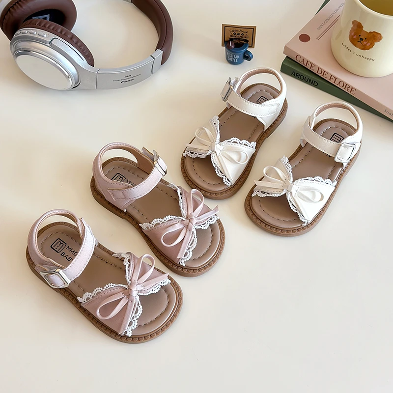 

Korean Version Round Toe Exposed Kid's Sandals 2025 Summer New Fashion Bow Princess Shoes Fashion Children's Shoes 21-30