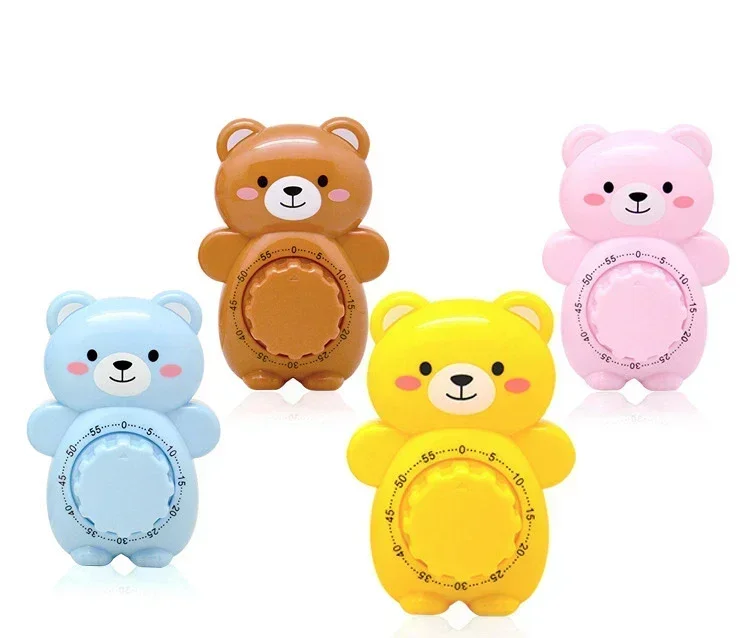 Kitchen Timer Cute Countdown Timed Alarm Clock Child Study Timer Mechanical Creative Bear Cook Baking Tool Gadget Free Shipping