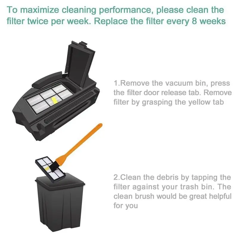 

goodok Replacement for Hepa Filters for Roomba 960 980 870 880 960 877 871 880 890 891 805 Quality Meaterial Cleaning Brush