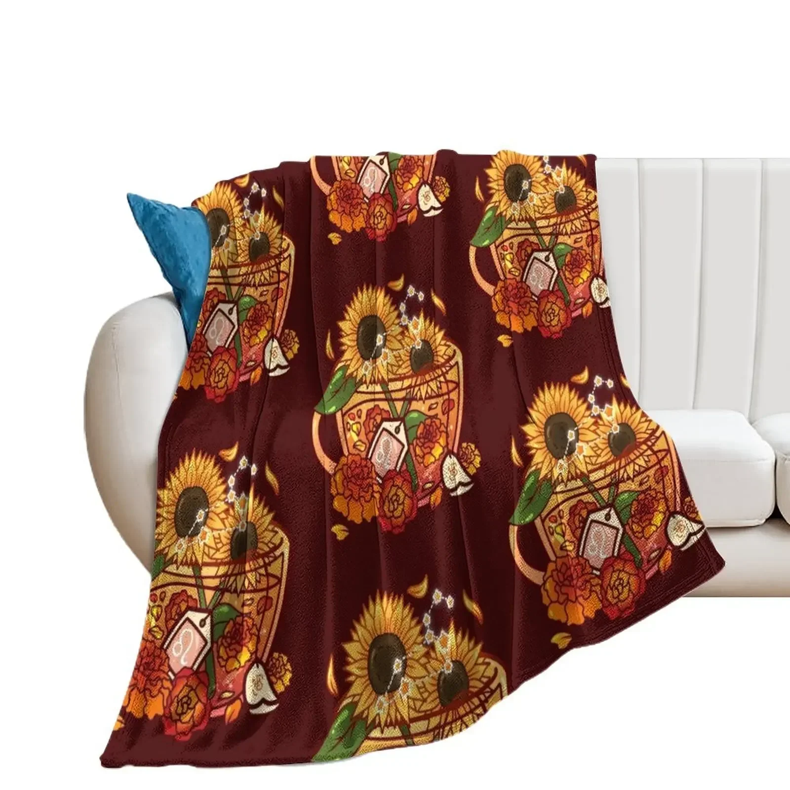 Leo Zodiac Teacup Throw Blanket Large Blankets Sofas Of Decoration anime Blankets