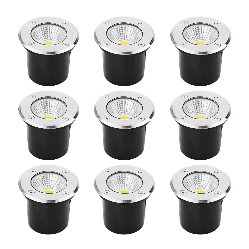 10PCS Pack Buried Garden Path Spot Recessed 5W 10W 12W Underground Light AC220V110V24V IP68 Waterproof Garden Underground Lamps