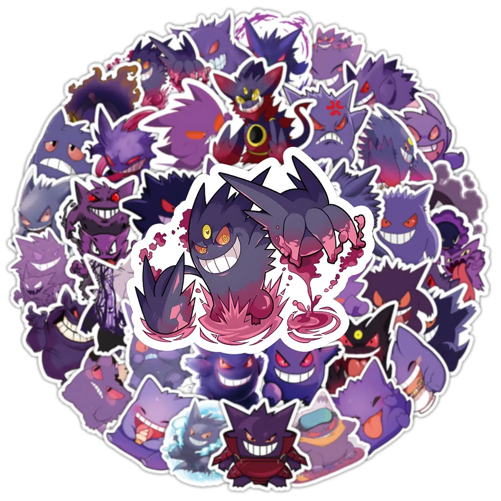 10/30/50PCS Pokemon Cartoon Gengar Stickers Cute Decals Toys Skateboard Phone Laptop Fridge Car PVC Waterproof Graffiti Sticker