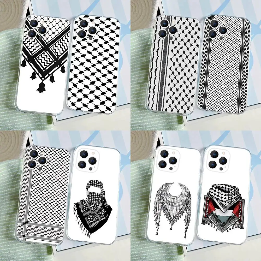 

Hattah Keffiyeh Pattern Phone Case For iPhone 17,16,15,14,13,12,11 Pro,Max,Plus,X,XS,XR,SE4,E Mini Transparent Soft Cover