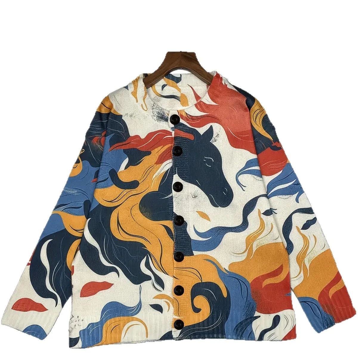 Faionable round Ne Cardigan lavorato a maglia stampato in 3D Maglione da donna medio sottile per i pendolari Tessuto di nylon esclusivo online