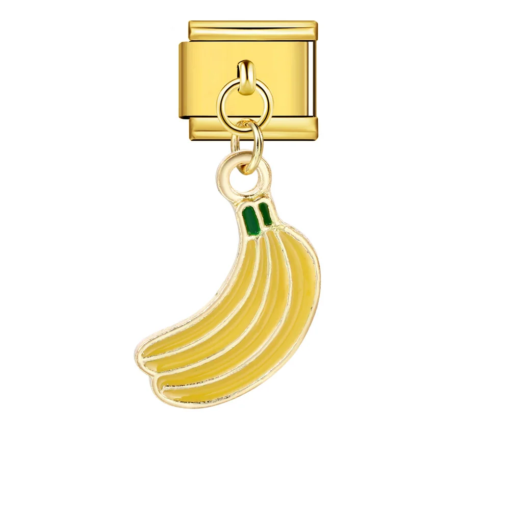 Neues Design, süße Früchte: Banane, Ananas, Kirsche, Avocado, italienische Charm-Elemente, passend für 9-mm-Edelstahlarmbänder, Schmuck zum Selbermachen. – Detail 6