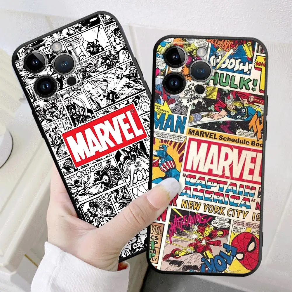 Marvel superhero cartoon Phone Case for Apple iPhone 13 14 Plus 11 Pro 15 Pro Max 12 Mini XR 8 SE 7 XS MAX Black Armor Cover