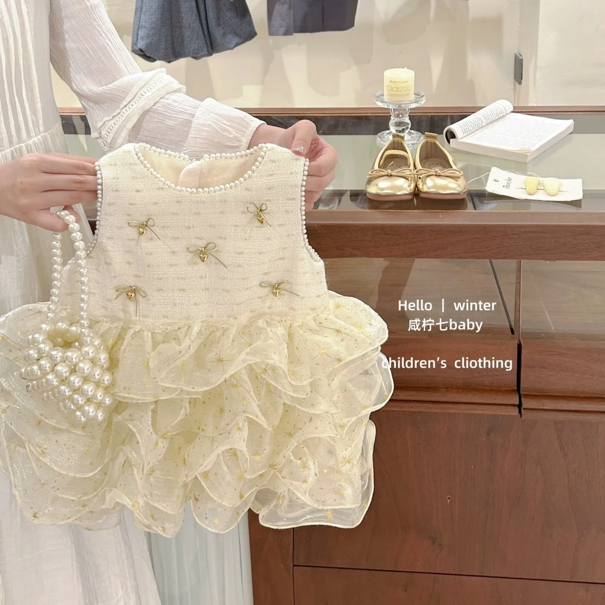 فستان الأميرة للفتيات الخريف/الشتاء سترة مخملية سميكة ملابس الأطفال للفتيات 1 2 4 6 Y #1