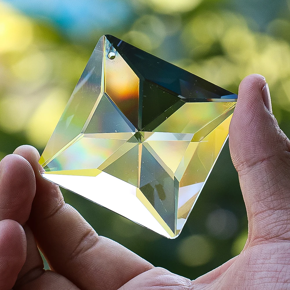 

50mm K9 Square Crystal Suncatcher Prisms Hanging Decor Clear Glass Faceted Rainbow Maker Lightcatcher Chandelier Parts Pendant