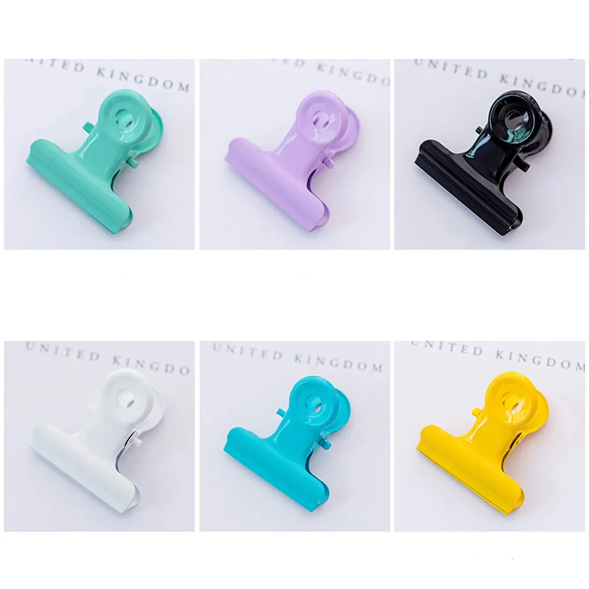 10Pcs Round Metal Clips Candy Color Heavy Duty Steel Paper File Photo Ticket Seal Clip for Office School Kitchen Flour Bag
