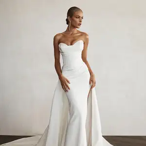 Moderne Meerjungfrau Front -Slotm -Kleider Zug Trerytücher Liebe Brautkleider 2023 Frauen Boho gemacht 6 Hauptverkäufe Prinzessin Brautkleider - №6