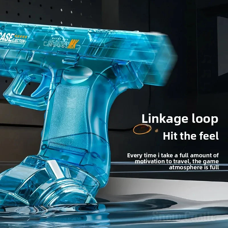 Simulated Firing and Recoil Electric Water Gun Toys Children Automatic Sensor Lights Water Pistol Summer Outdoor Beach Kids Toy