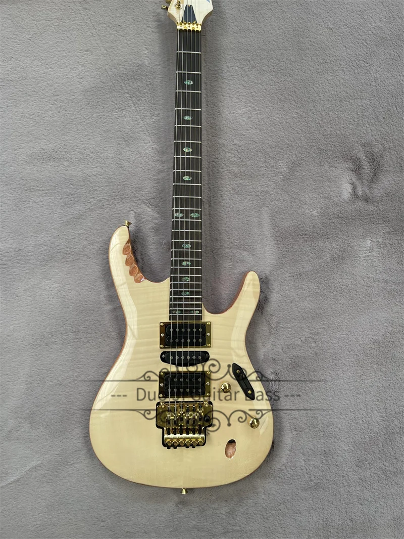 Ultra thin Electric Guitar Piec Guitar Mahogany Body Flamed Maple Top Maple Neck Tremolo Bridge Gold Tuners