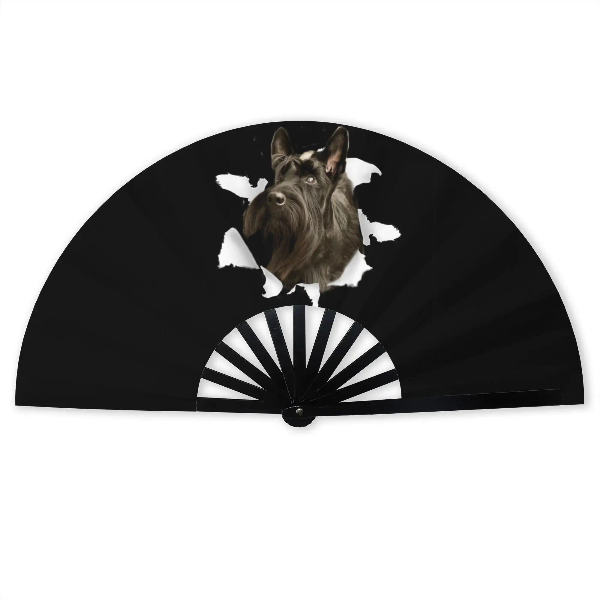 Scottish Terrier Dog Folding Hand Fan DIY Scottie Polyester Fabric Fan Fashion Summer Accessory Decorative Fans