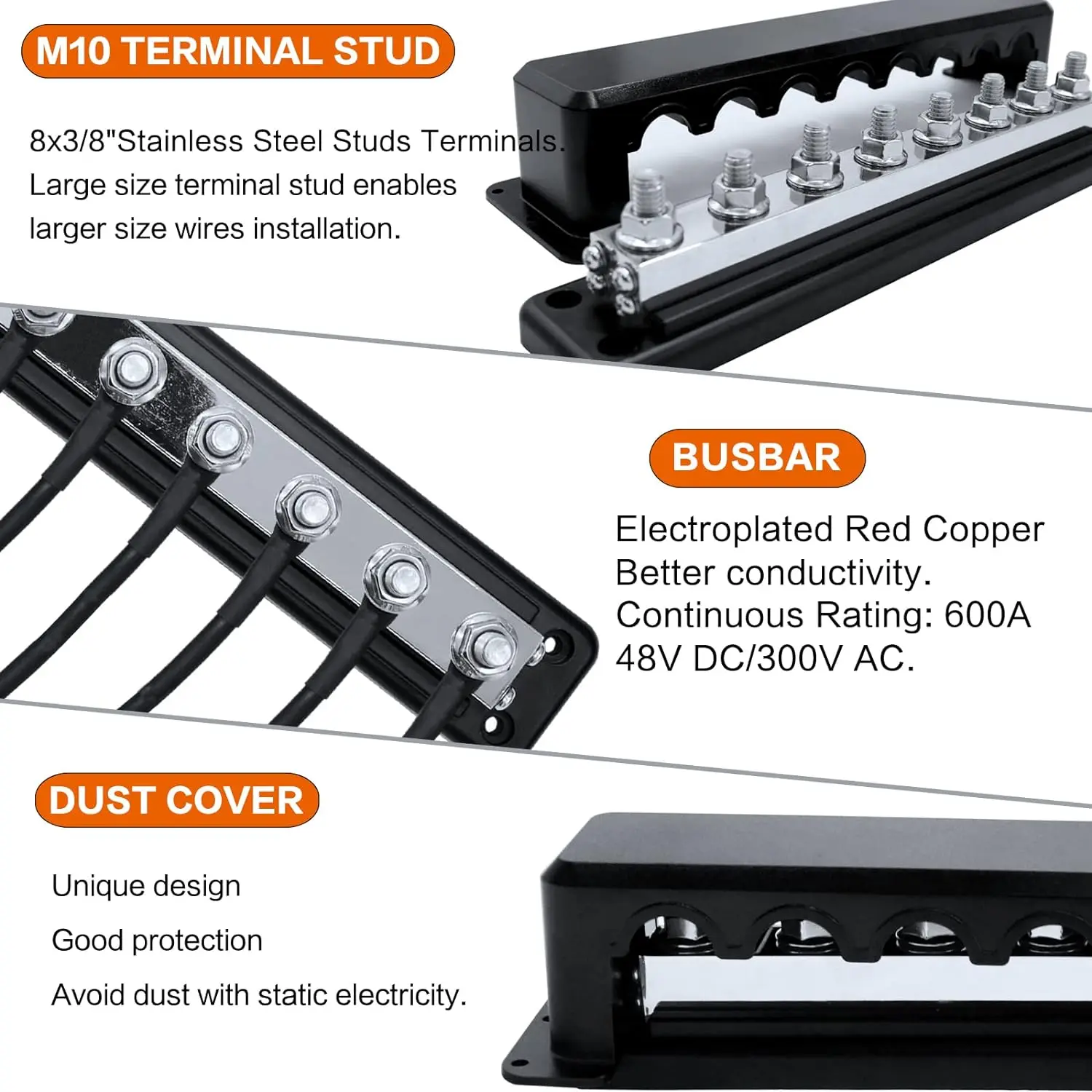 Wholesale 70 SKU Copper Power Distribution Bolts 600A Busbar Camper for Automotive Use for Caravans RVs Made Nylon Material